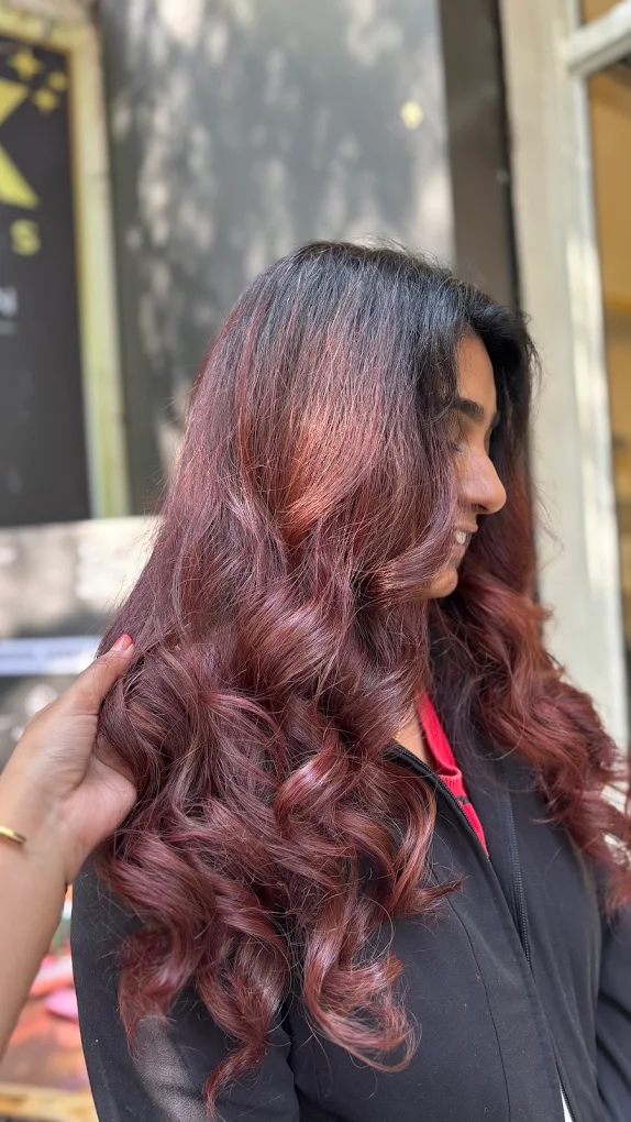 Burgundy Red Hair Colour at Luxury Salon in Pune
