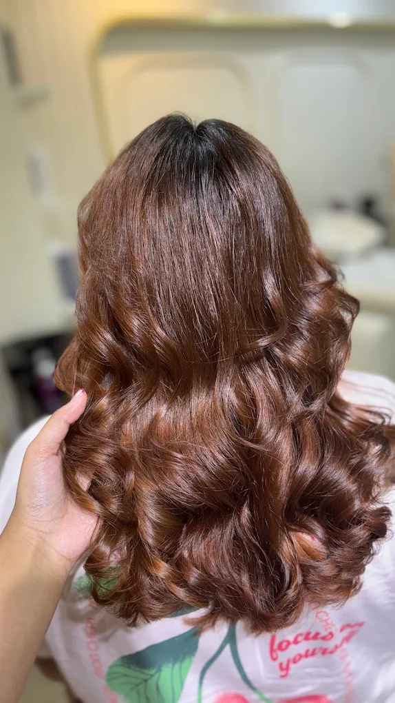 Copper Brown Curls at 24K Springs Salon Baner Pune