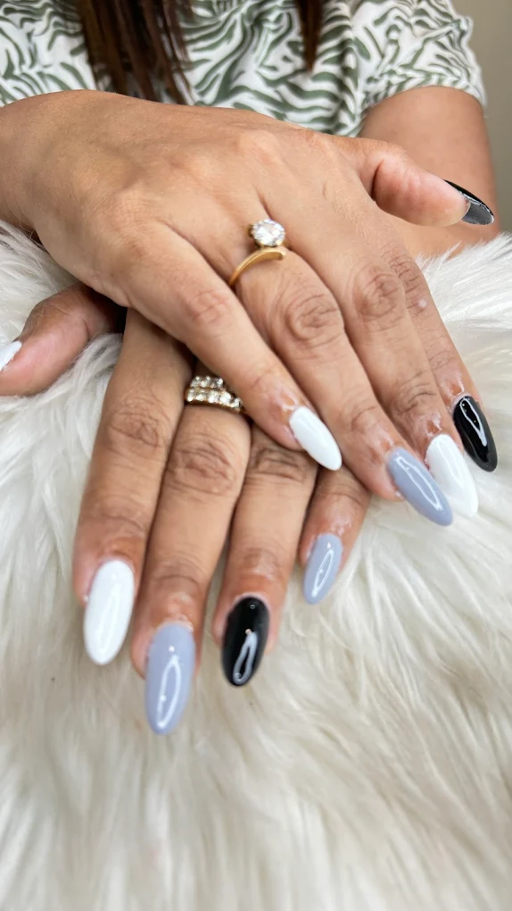 Monochrome Gel Nail Art at Premium Nail Studio Pune