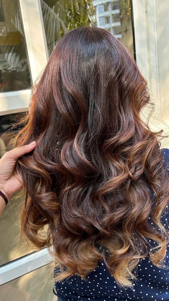 Caramel Highlights with Bouncy Curls at 24K Springs Wakad